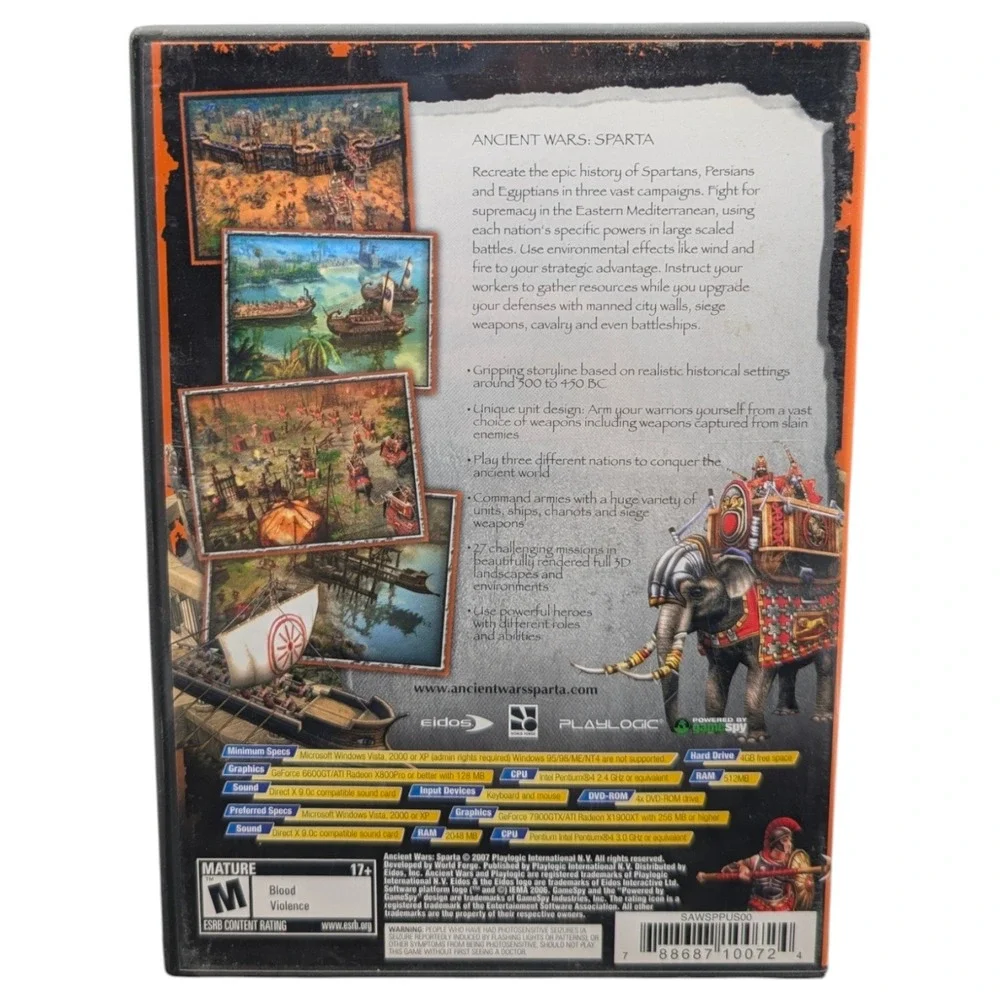 Ancient Wars Sparta PC DVD ROM Game Eidos‎ Playlogic Rated M Complete